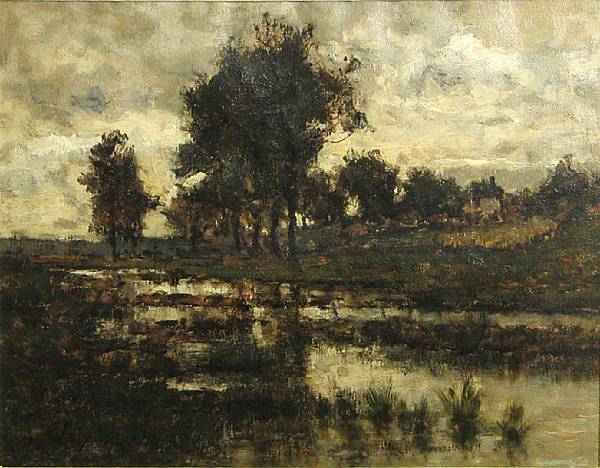 Appraisal: Max Weyl American - A river landscape at dusk signed