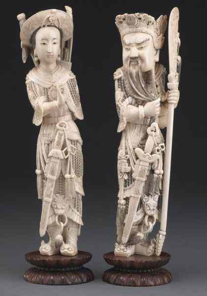 Appraisal: Pr Chinese carved ivory figures International buyers should note that