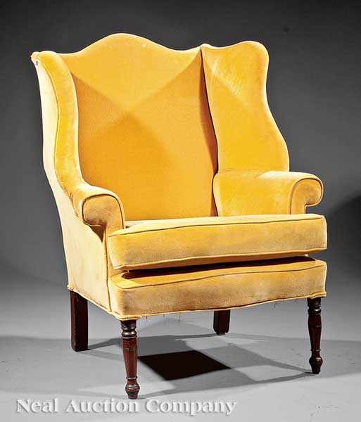 Appraisal: An American Late Federal Carved Mahogany Wing Chair late th