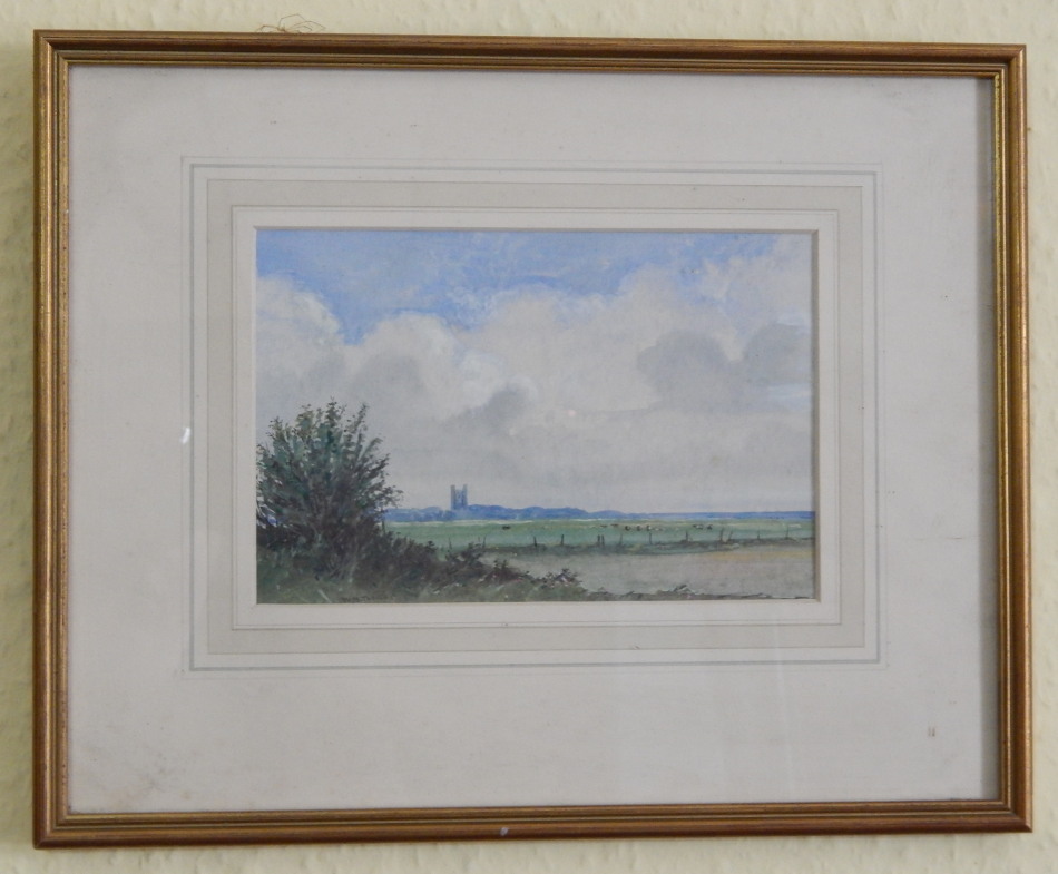 Appraisal: William Bartol Thomas - Lincolnshire landscape watercolour signed cm x