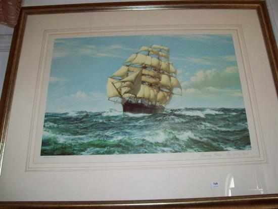 Appraisal: A LARGE GILT FRAMED PRINT OF A SHIP