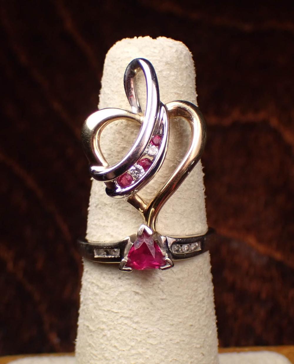 Appraisal: TWO ARTICLES OF RUBY AND DIAMOND JEWELRY including a k