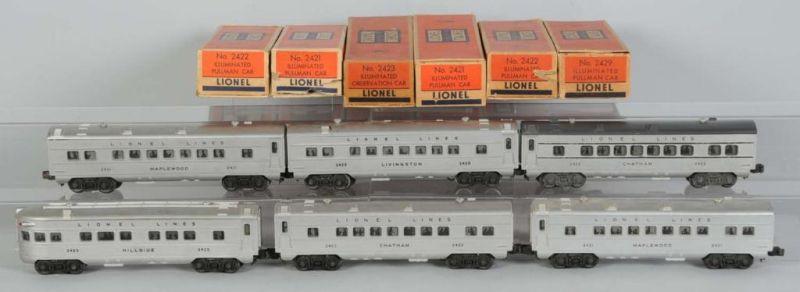 Appraisal: Lot of Lionel O- Silver Passenger Cars in OB Description