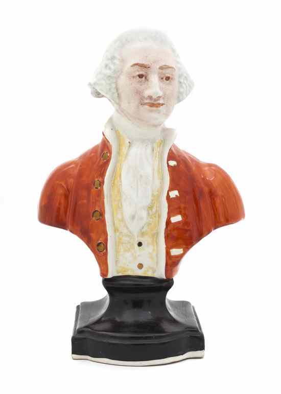 Appraisal: A Staffordshire Pottery Bust of George Washington circa Height inches