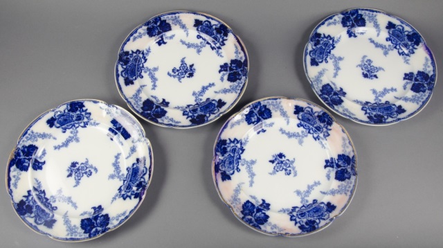 Appraisal: Flow Blue Messina Ironstone Plates th century English Set of