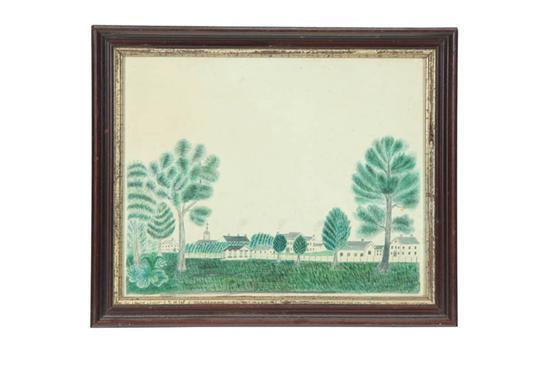 Appraisal: PRIMITIVE LANDSCAPE AMERICAN TH CENTURY Watercolor and pencil on paper