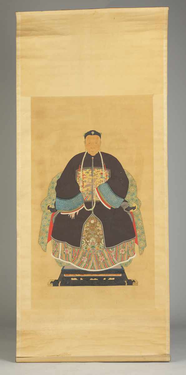 Appraisal: Chinese Ancestral Portrait Scroll th cent W C on silk