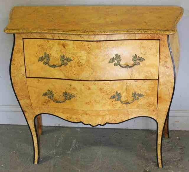 Appraisal: Italian Burl Walnut Drawer Bombe Commode From a Larchmont NY