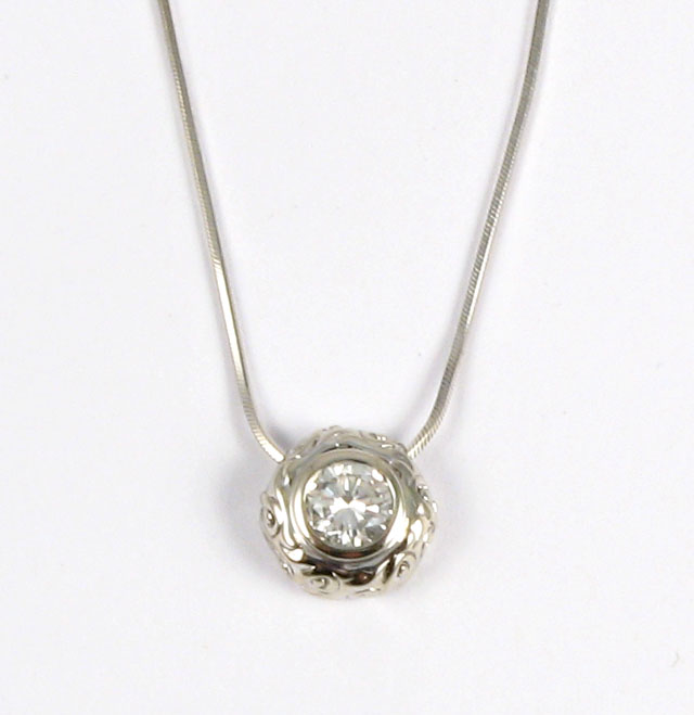 Appraisal: DIAMOND AND WHITE GOLD PENDANT NECKLACE the pendant is suspended