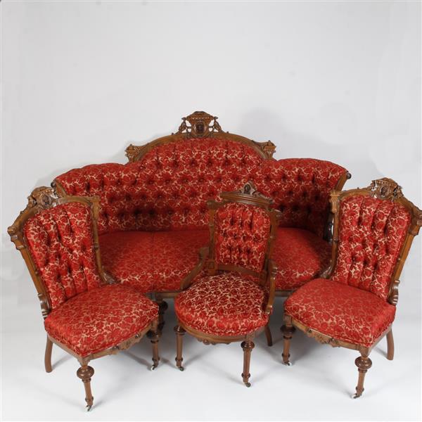 Appraisal: Victorian Rococo Revival Parlor Suite with with Jenny Lind busts