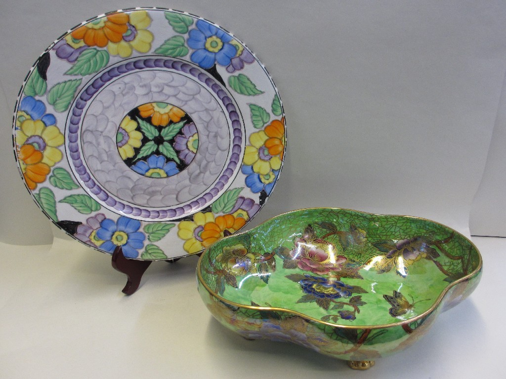 Appraisal: Maling bowl decorated with butterflies and flowers and a Maling