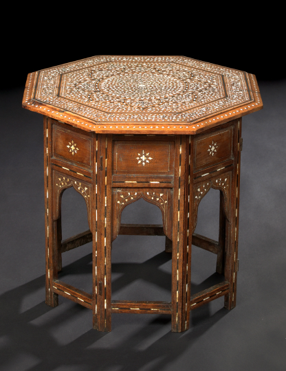 Appraisal: North African Inlaid and Hardwood Occasional Table ca the octagonal