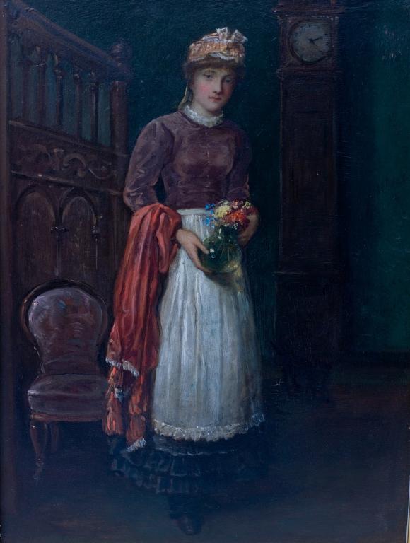 Appraisal: ENGLISH SCHOOL th CENTURY GIRL WITH A VASE OF FLOWERS