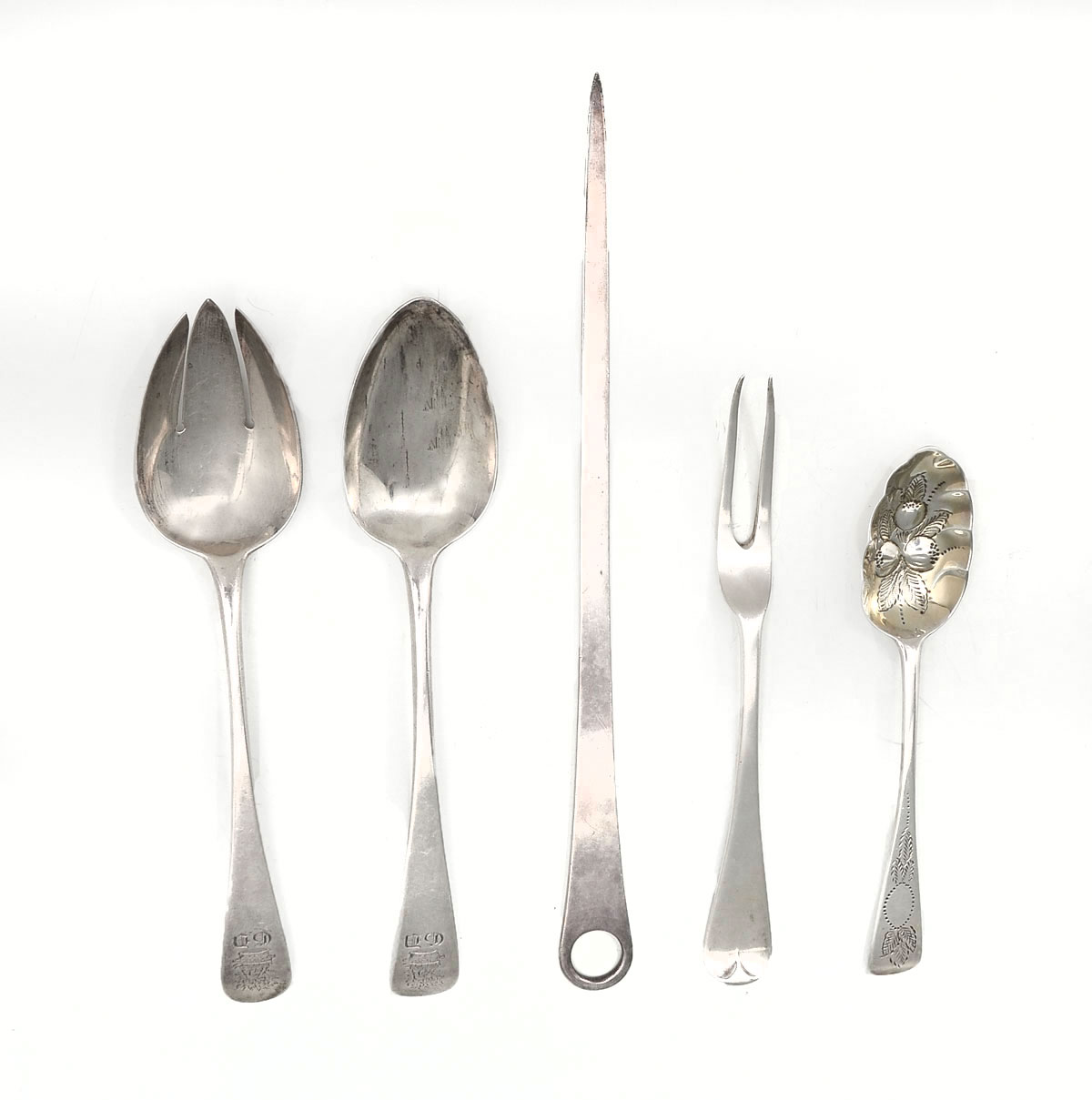 Appraisal: PC ENGLISH STERLING SILVER SERVING UTENSILS Approx Troy ounces Comprising