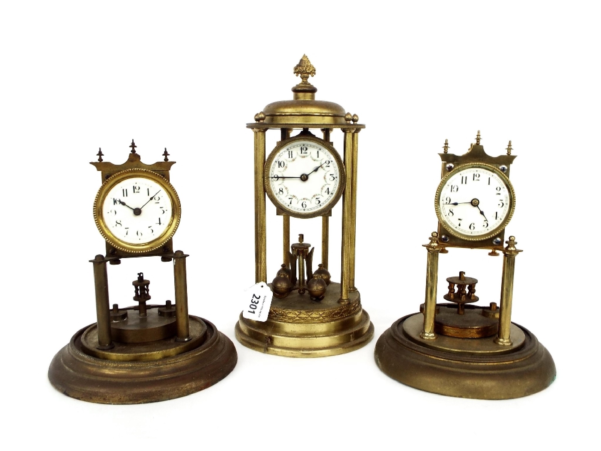 Appraisal: Two similar brass disc pendulum torsion clocks in need of