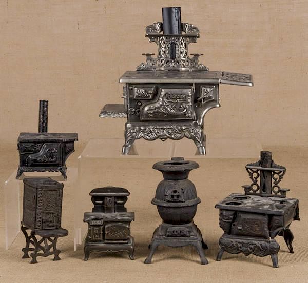 Appraisal: Six toy stoves to include a cast iron nickel a