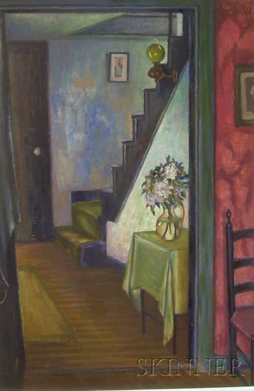 Appraisal: Framed Oil on Canvas Interior View by Kalman Oswald American