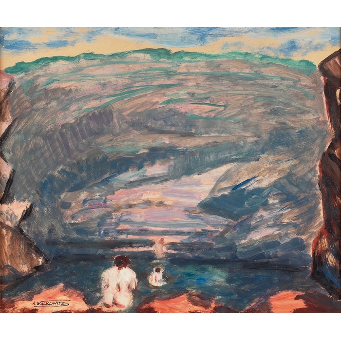 Appraisal: Abraham Walkowitz American - Nudes in Canyon c oil on