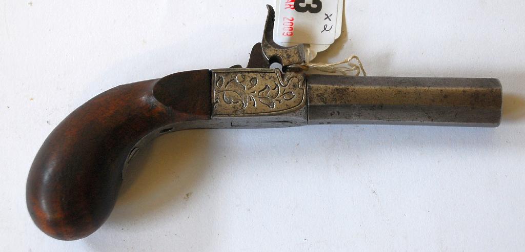 Appraisal: NINETEENTH CENTURY PERCUSSION BOXLOCK POCKET PISTOL with turn off octagonal