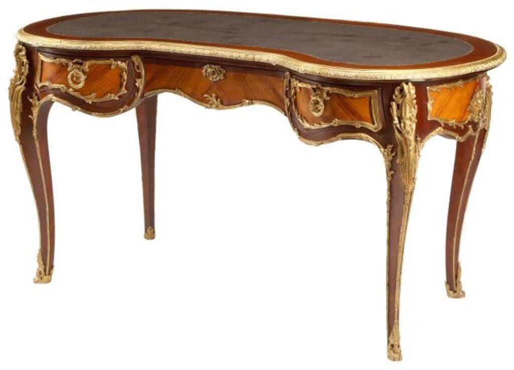 Appraisal: Louis XV style kidney shaped writing desk with bronze dore