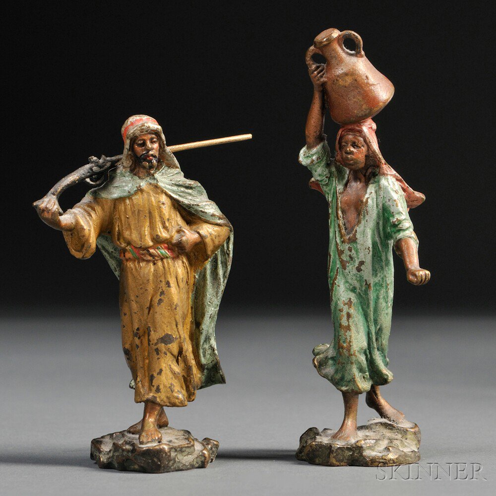 Appraisal: Pair of Austrian Cold-painted Bronze Figures of North Africans early