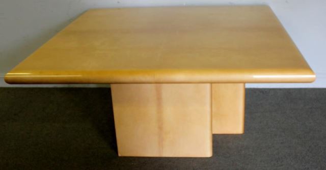 Appraisal: Midcentury Lacquered Goatskin Dining Table Goatskin and lacquered dining table