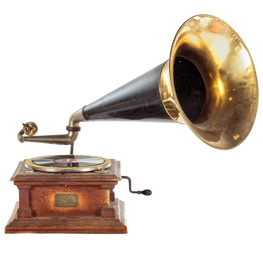 Appraisal: Victor V Oak Phonograph with Brass Bell Horn Circa -