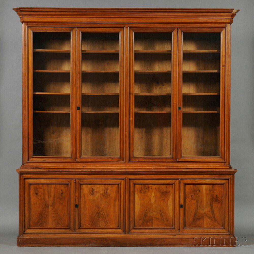 Appraisal: French Walnut Bibliotheque th century in two parts the upper