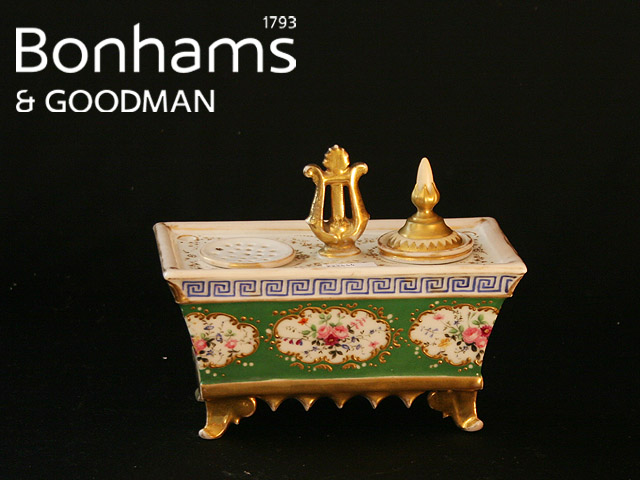 Appraisal: A Paris porcelain footed desk set in the form a