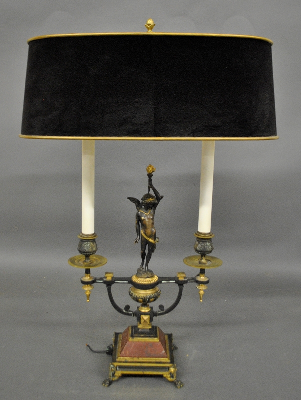 Appraisal: - Early French fire gilt metal lamp c with a