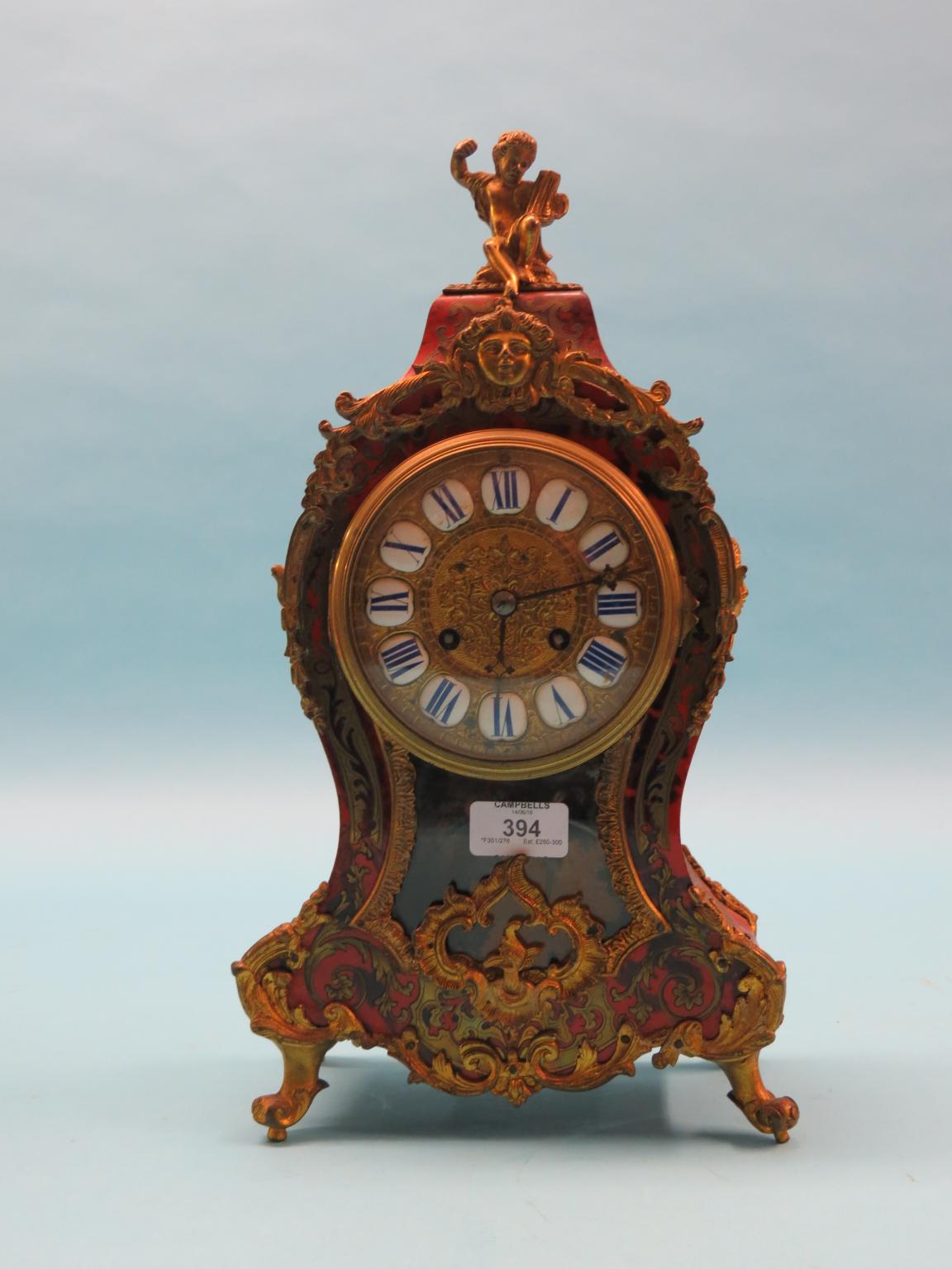 Appraisal: A th century French boullework mantel clock eight-day movement striking