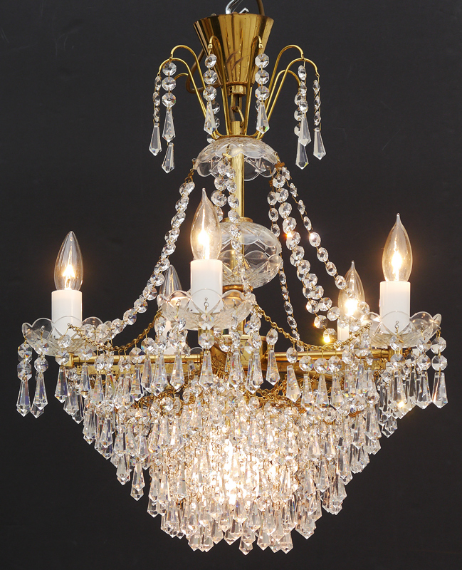 Appraisal: LATE TH CENTURY CZECHOSLOVAKIAN PRECIOSA CRYSTAL LIGHT CHANDELIER With a