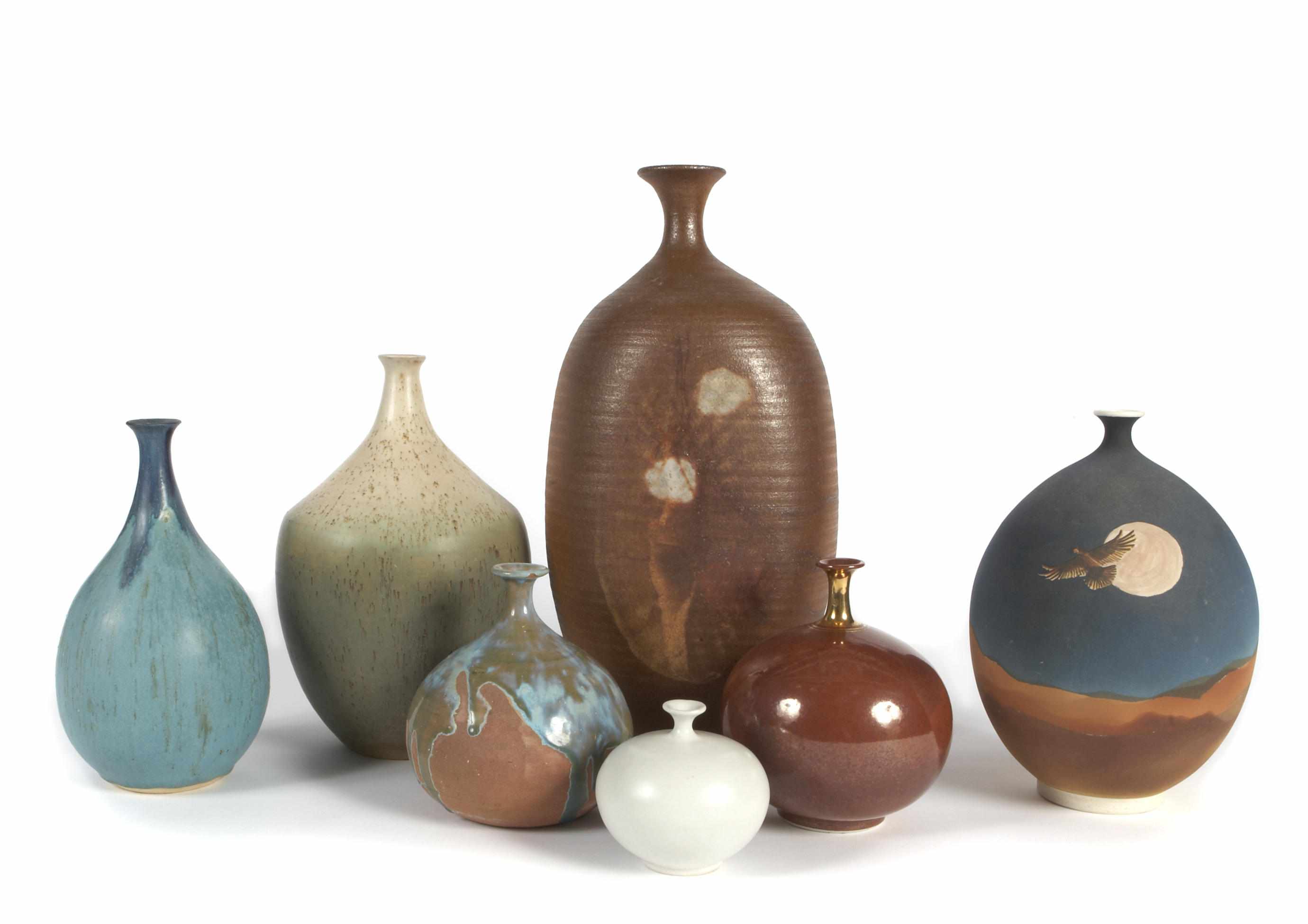 Appraisal: An assembled group of eight studio pottery and stoneware articles