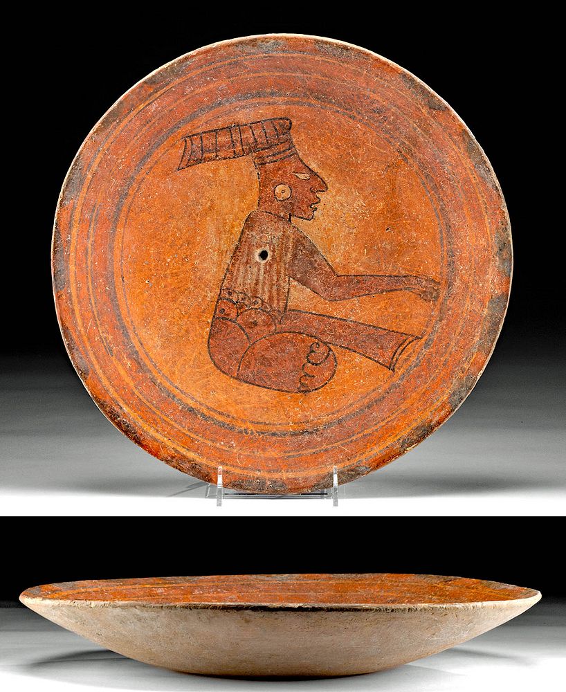 Appraisal: Large Maya Polychrome Plate Seated Dignitary Pre-Columbian Highlands Chiapas Mexico