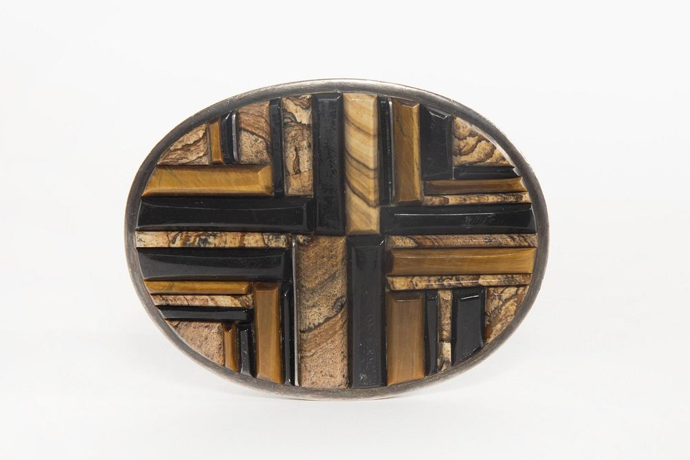 Appraisal: A Navajo Stone Inlay and Silver Belt Buckle ca -