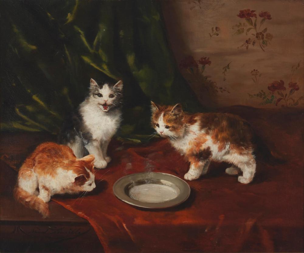 Appraisal: Alfred Arthur Brunel de Neuville - French Three kittens at