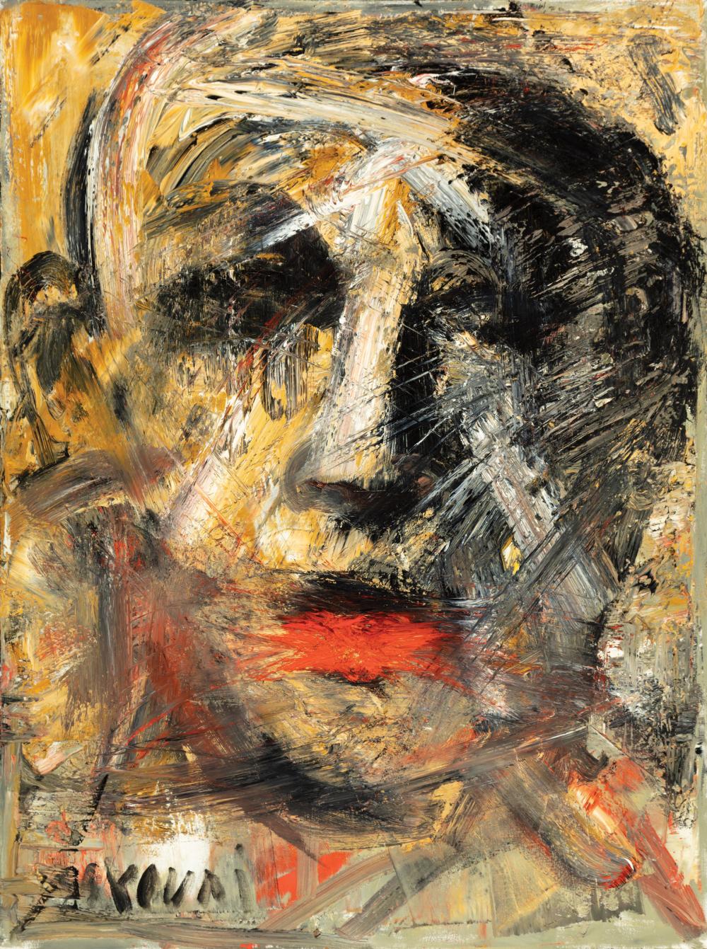 Appraisal: David Harouni Iranian New Orleans b Untitled Face oil on