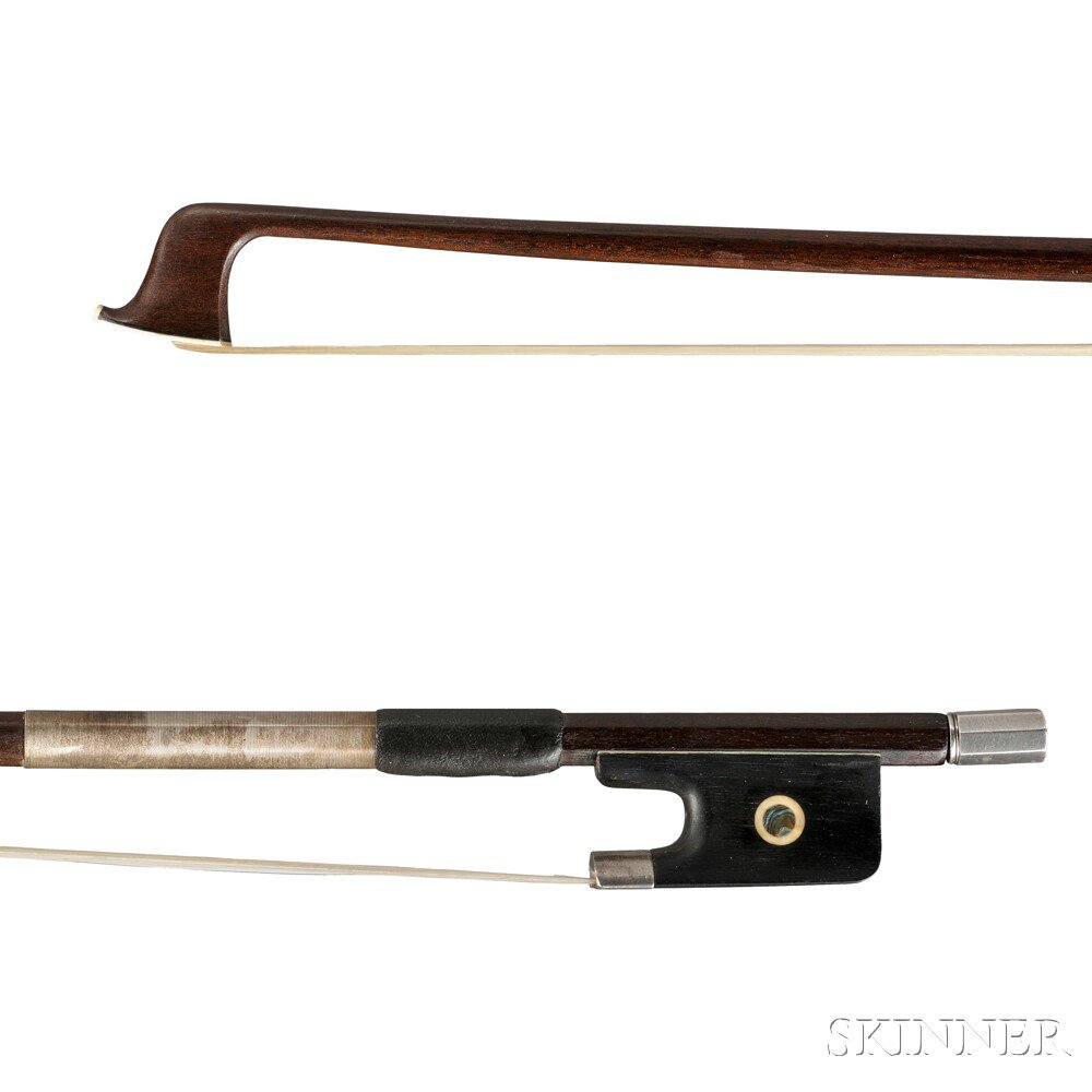 Appraisal: Silver-mounted Violin Bow Possibly English Tubbs Inspired the round stick