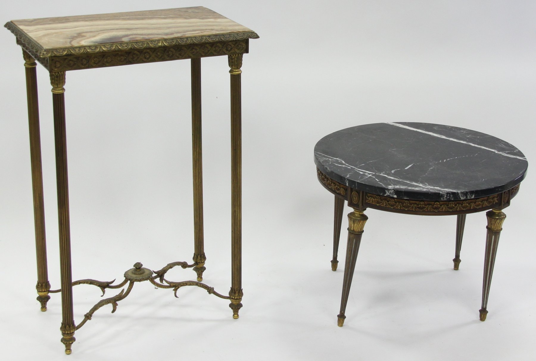 Appraisal: A French style side table the onyx top on reeded