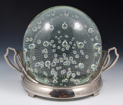 Appraisal: LARGE CONTROL BUBBLE CRYSTAL BALL The deco metal base is