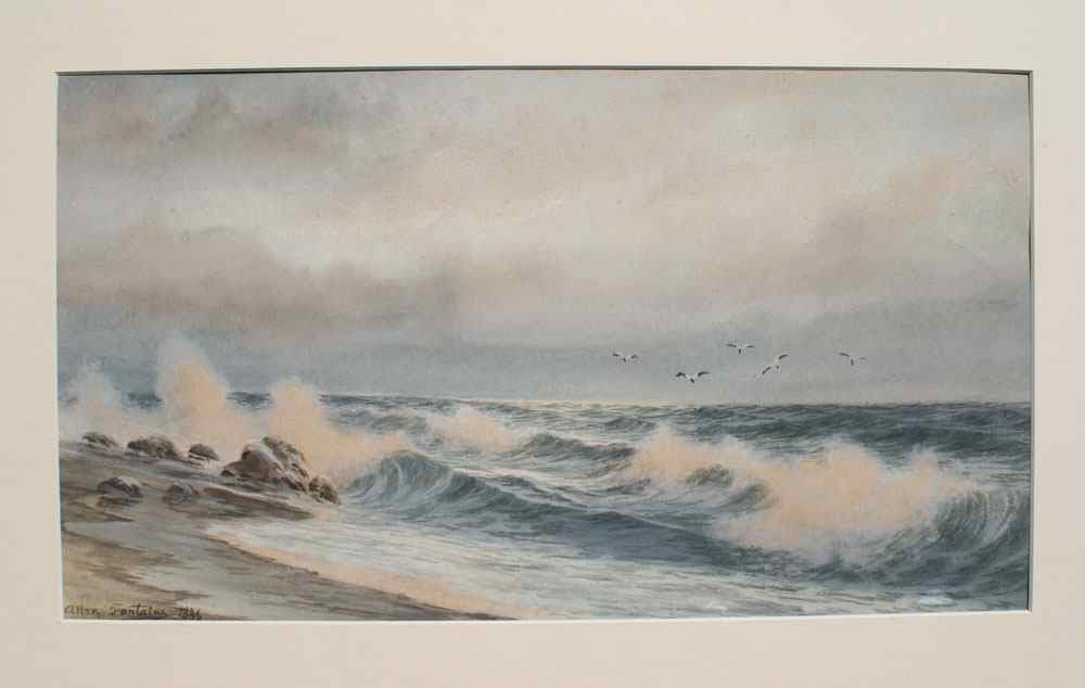 Appraisal: FONTAINE Allen American - Crashing Surf with Gulls Watercolor sight