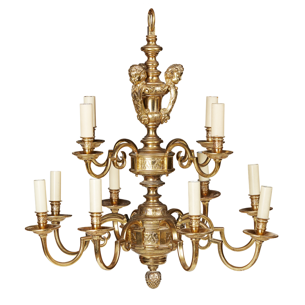 Appraisal: LARGE GILT BRASS CHANDELIER TH CENTURY in the th century