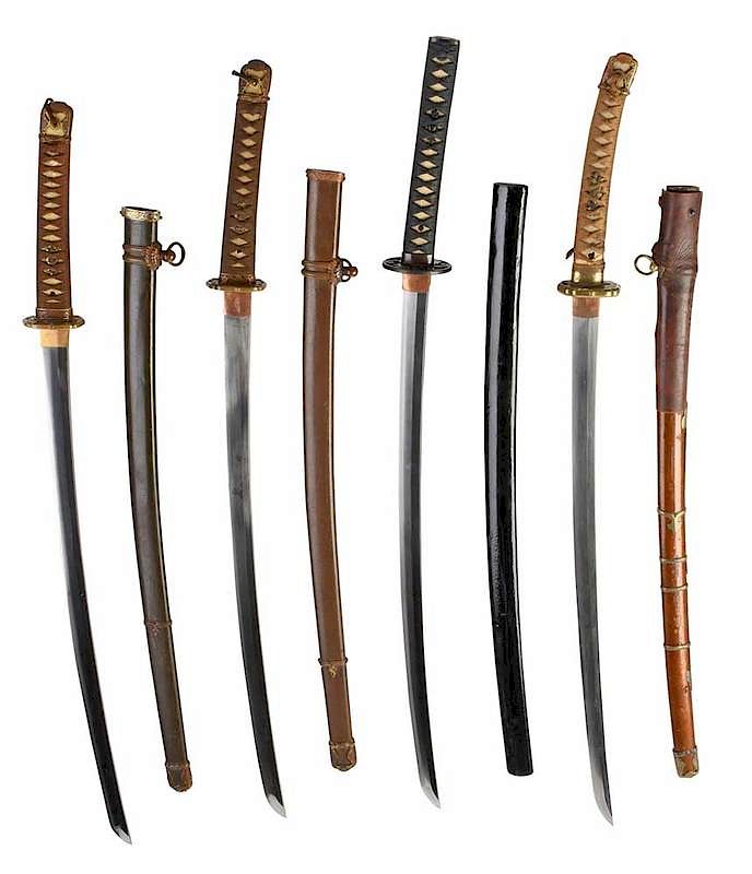 Appraisal: Four Signed Samurai Swords gendai attributed to Showa Ju Hachi