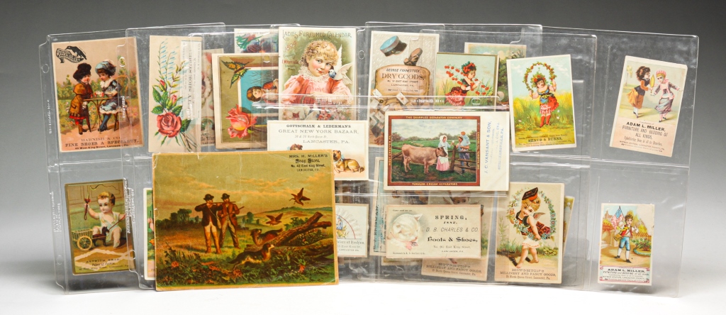 Appraisal: GROUP OF AMERICAN VICTORIAN TRADE CARDS Mostly Pennsylvania late th-early