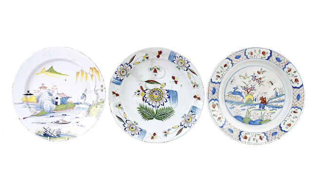 Appraisal: Three English Delftware large dishes circa - Comprising a London