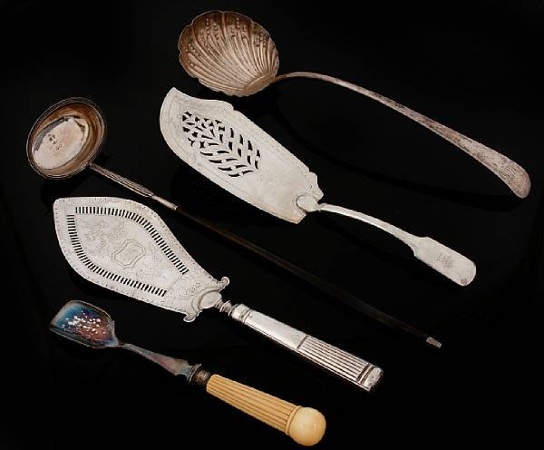 Appraisal: An assorted Georgian silver flatware group Comprising Old English soup