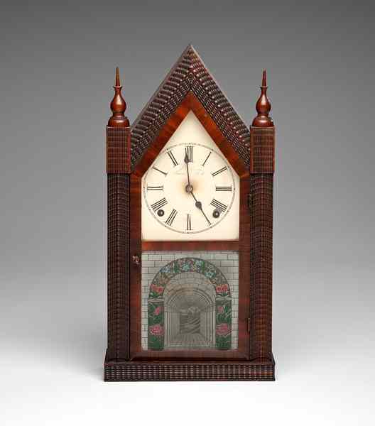 Appraisal: Gothic ''Ripple Front'' Shelf Clock Bristol Connecticut ca a mahogany