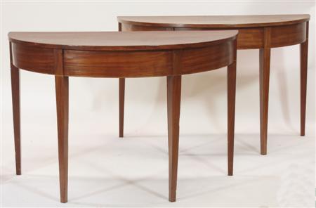 Appraisal: A pair of th Century mahogany D-end tables each with