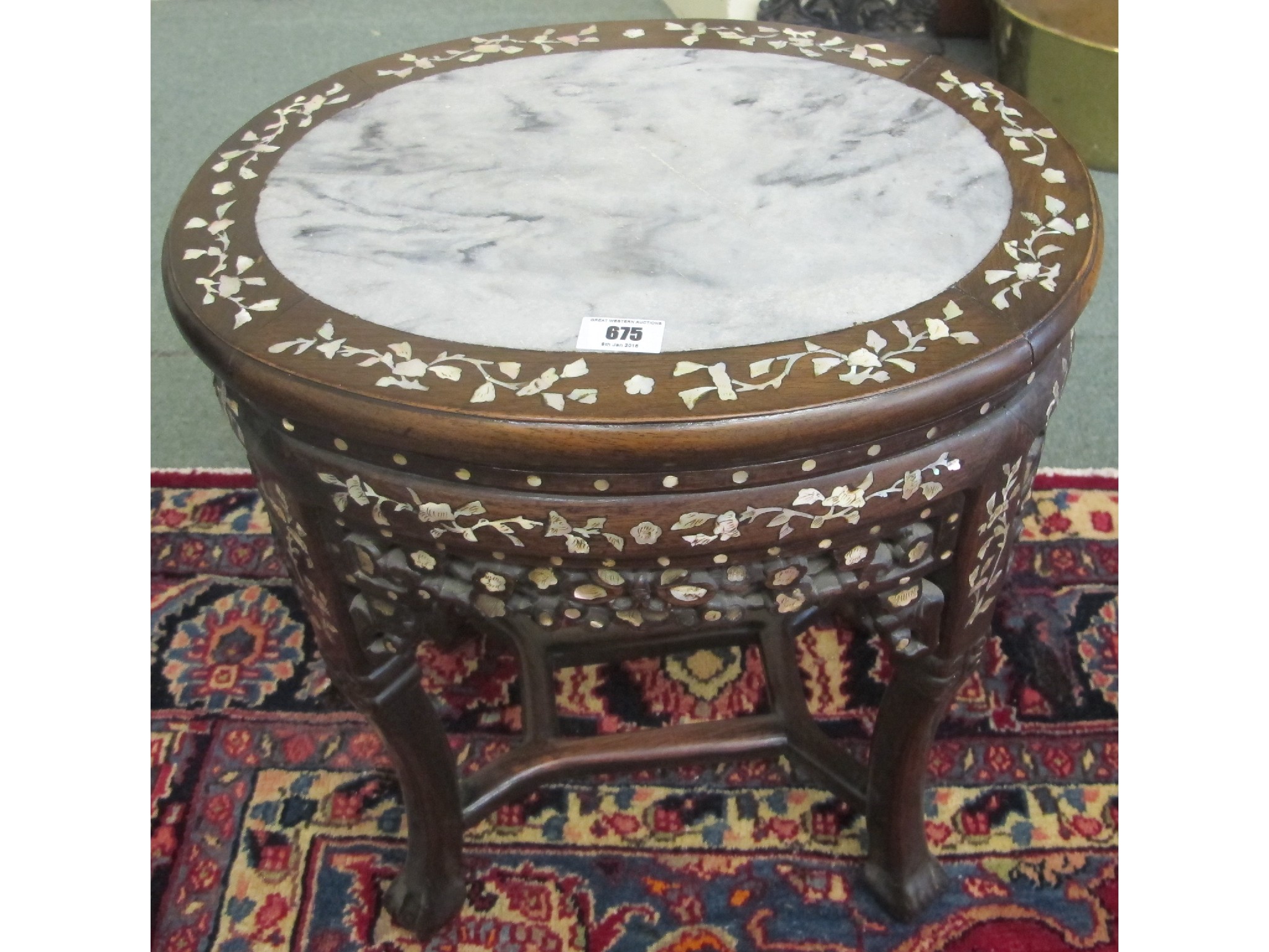 Appraisal: A Chinese hardwood plant stand with mother of pearl inlaid