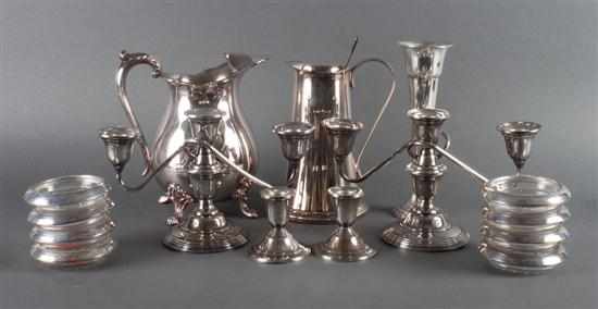 Appraisal: Assorted weighted sterling silver and silver-platedware including a pair of